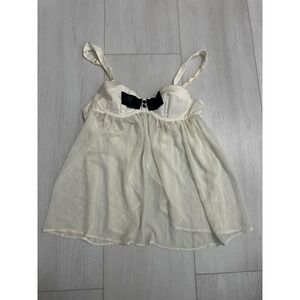 Vintage Victoria's Secret Sexy Little Things Babydoll Lingerie Sz 34B Ivory Bow